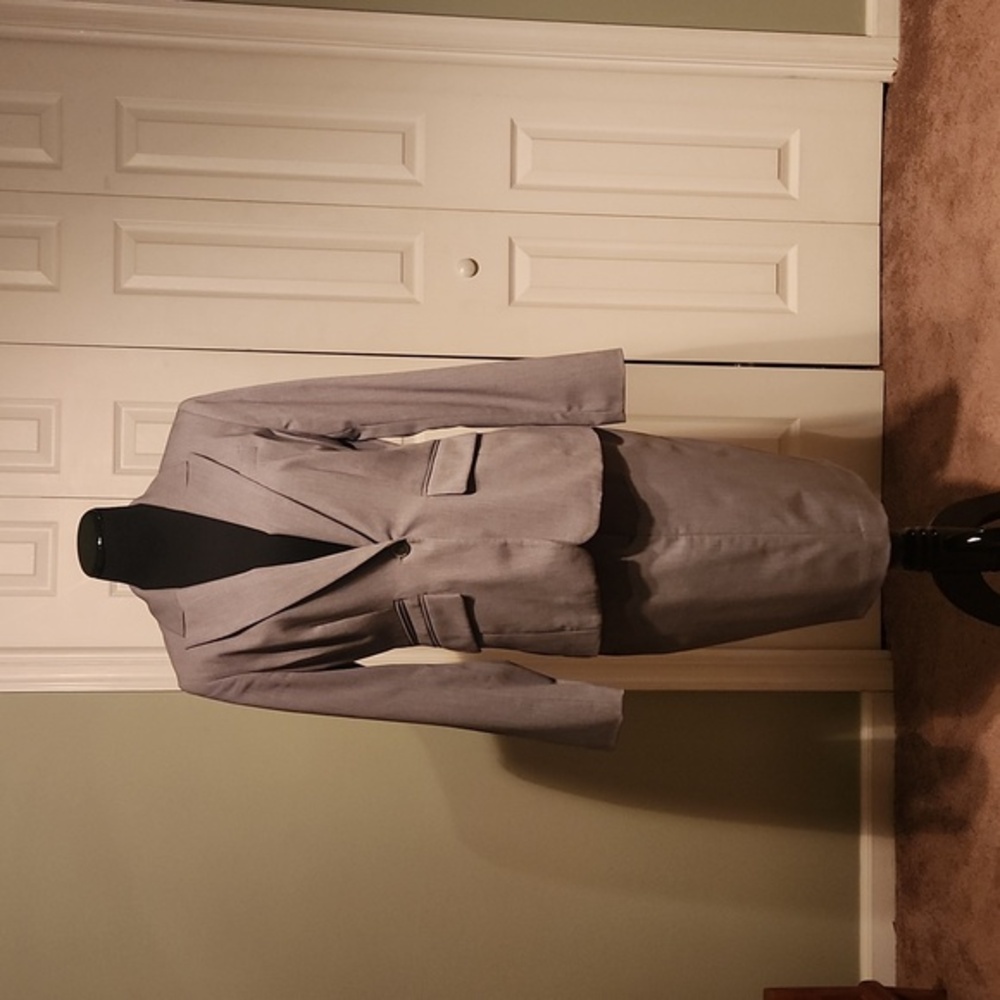 Vintage Apostrope Tailored Gray Women's Suit-Jacket/Skirt Size 8 Clean